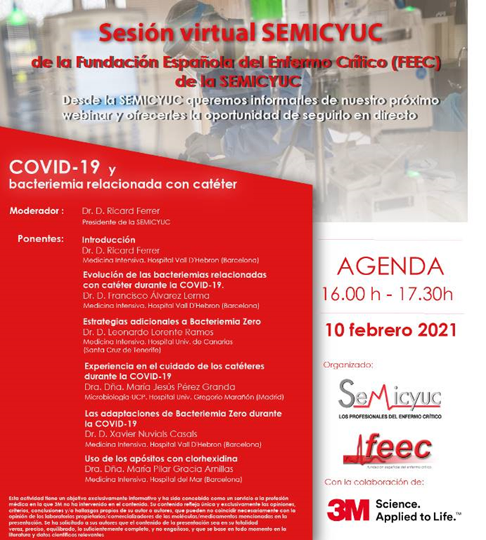 WEBINAR da Sociedade Espanhola de Medicina Intensiva, Crítica e Unidades Coronárias (SEMICYUC)